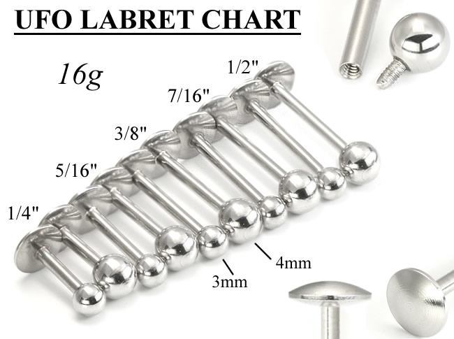 16g Internally Threaded Steel Ball Labret – UFO Rounded Back Disc