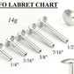 14g Internal UFO Rounded Disc Steel Labret Post — Price Per 1