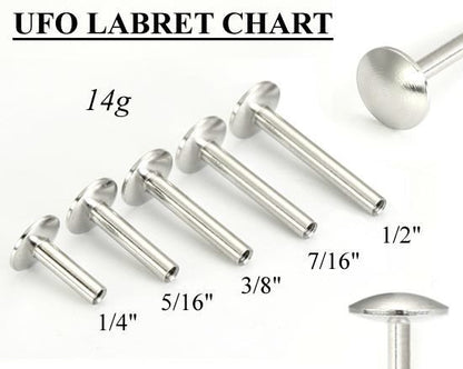 14g Internal UFO Rounded Disc Steel Labret Post — Price Per 1 - Painful Pleasures
