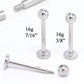 16g E-Z Piercing Labret Stud One-Step-Down-Threaded Labret - Chart