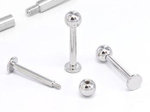 14g E-Z Piercing Labret Stud One-Step-Down-Threaded Labret - Painful Pleasures