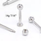 14g E-Z Piercing Labret Stud One-Step-Down-Threaded Labret 14g 7/16"