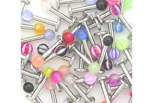 14g Labret Deal with Acrylic Balls - Price Per 10 - Painful Pleasures