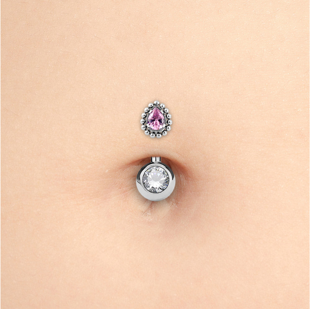 Tilum Antique Jewel Teardrop Titanium Threadless Top - Price Per 1