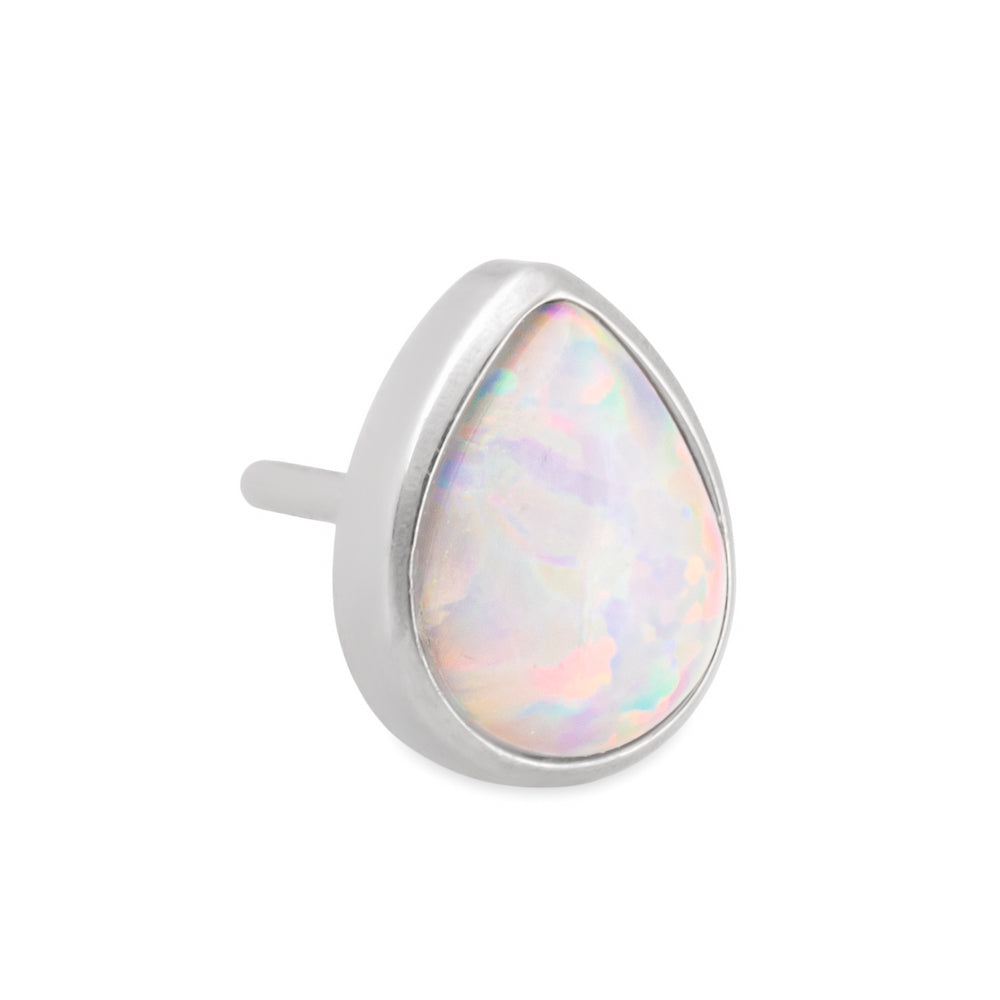 Tilum Beveled Teardrop Opal Titanium Threadless Top - Price Per 1