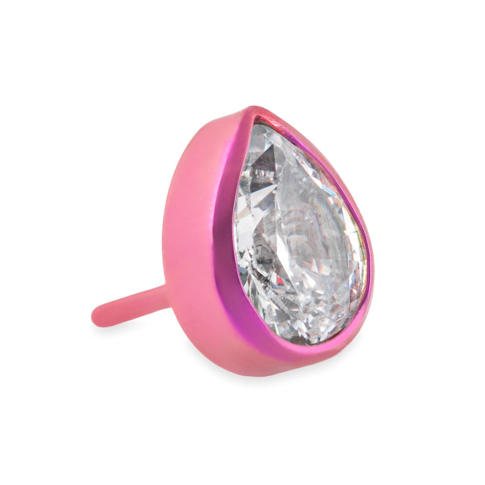Tilum Beveled Teardrop Jewel Titanium Threadless Top - Price Per 1