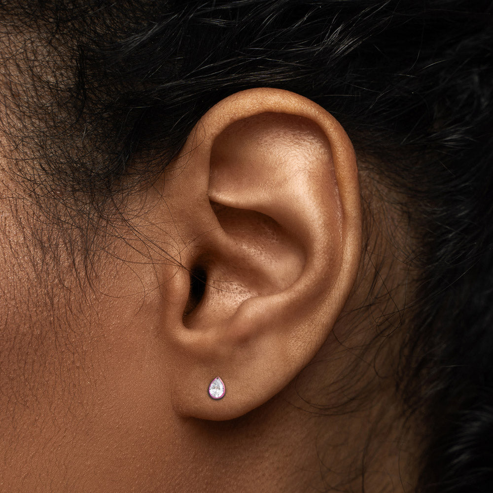 Tilum Beveled Teardrop Jewel Titanium Threadless Top - Price Per 1