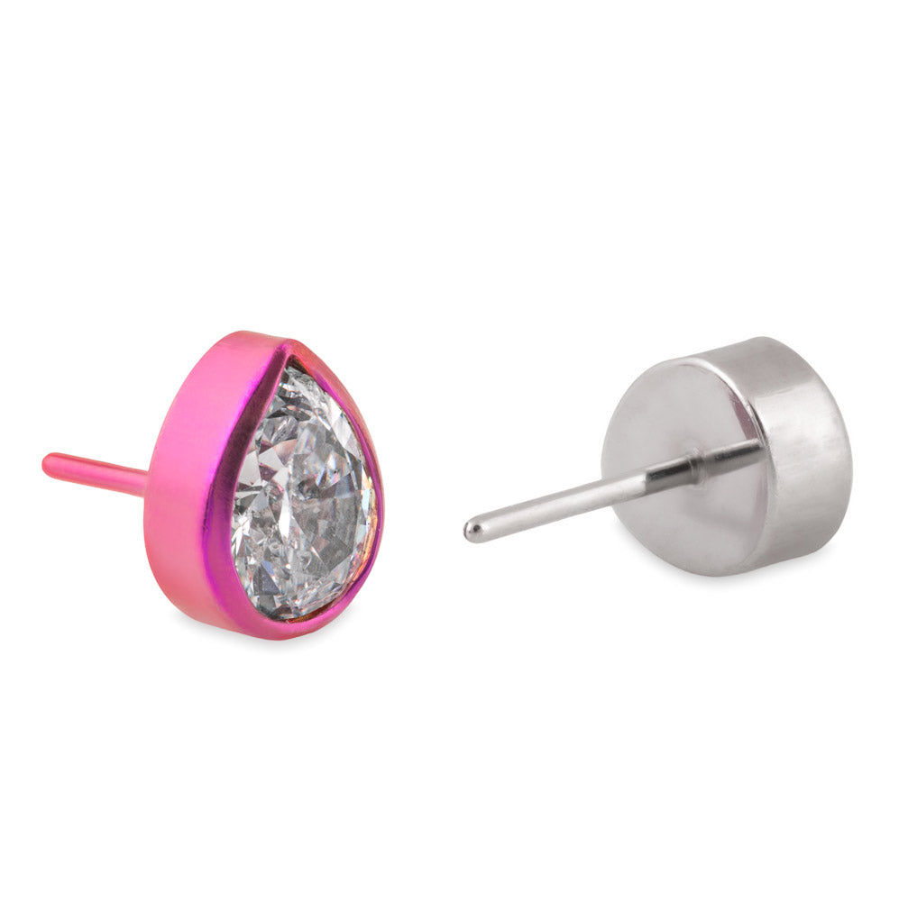Tilum Beveled Teardrop Jewel Titanium Threadless Top - Price Per 1