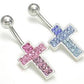 Jewel Explosion Cross Belly Button Ring