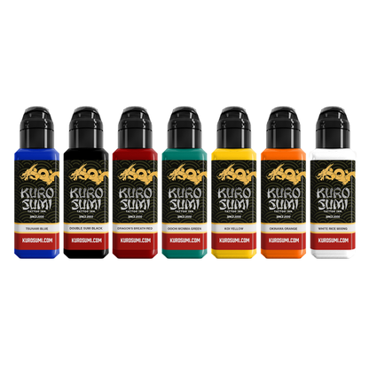 Master Set 7 inks — Kuro Sumi Tattoo Ink — Pick Size - Painful Pleasures