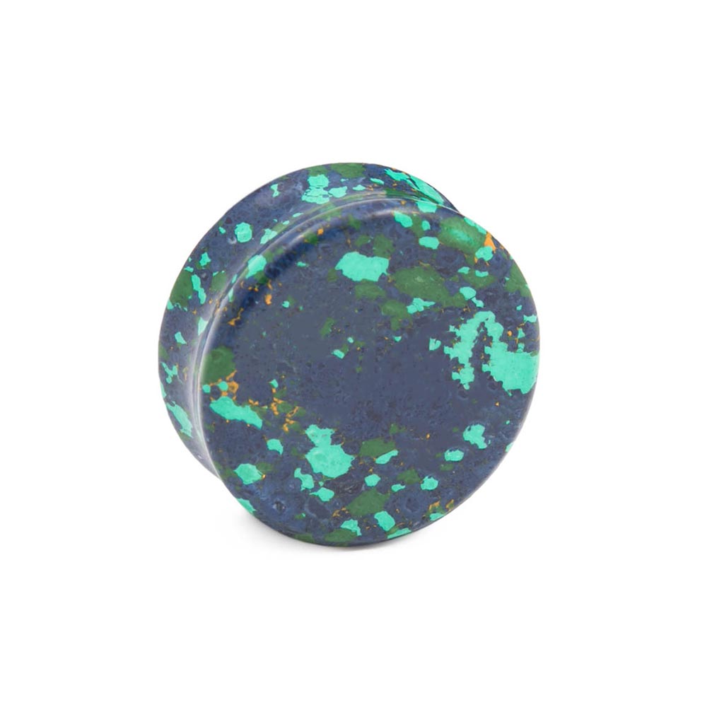 Cross Azurite Malachite Custom Stone Plug