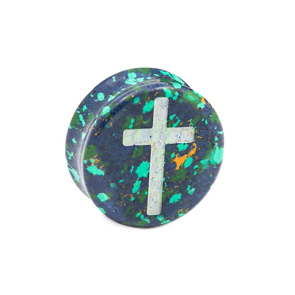 Eye of Providence Azurite Malachite Custom Stone Plug