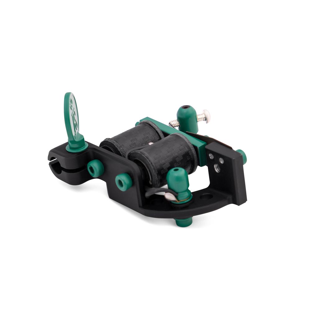 Right Stuff Lucky TrueLiner ALU Coil Tattoo Machine — Black/Green (rear)