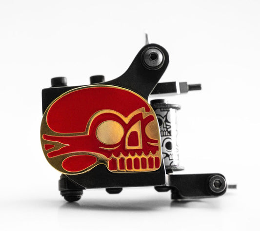 HM Deno Powerful Liner Coil Tattoo Machine — Gold Plated with Red Enamel
