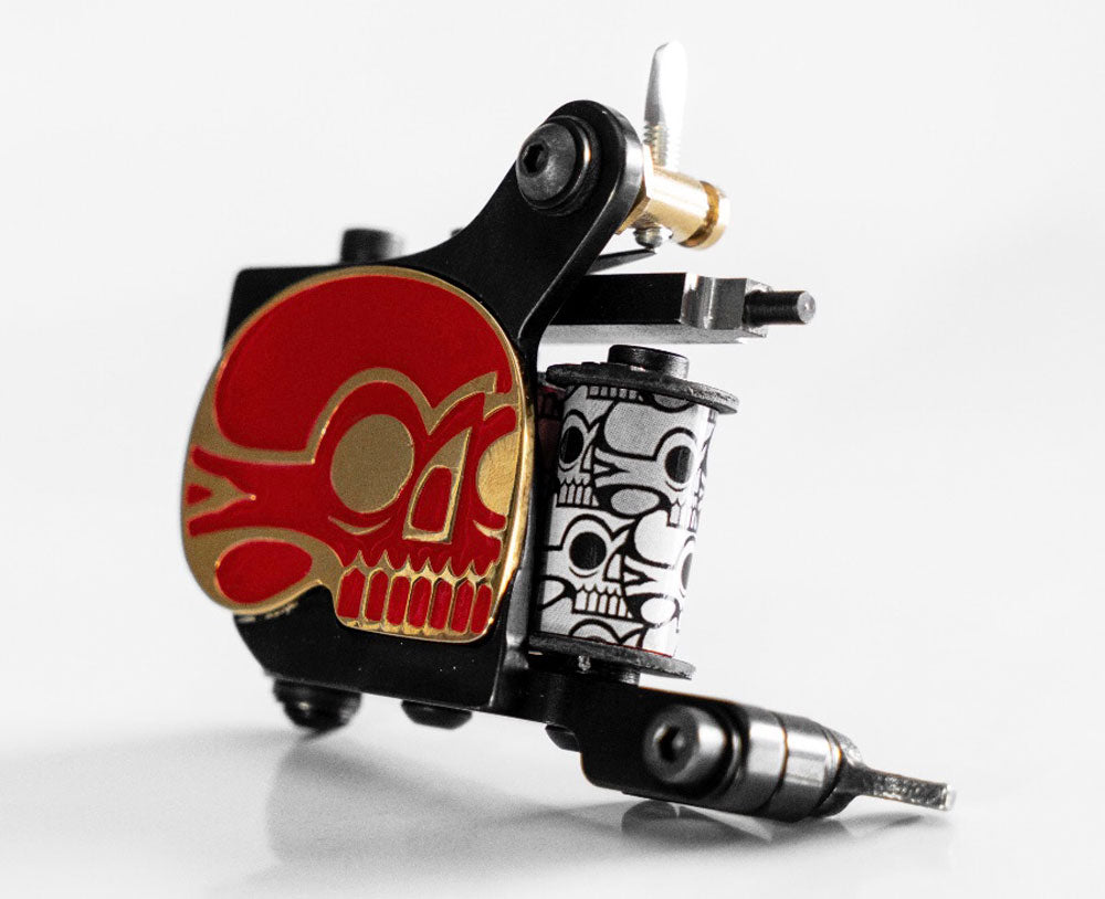 HM Deno Powerful Liner Coil Tattoo Machine — Gold Plated with Red Enamel
