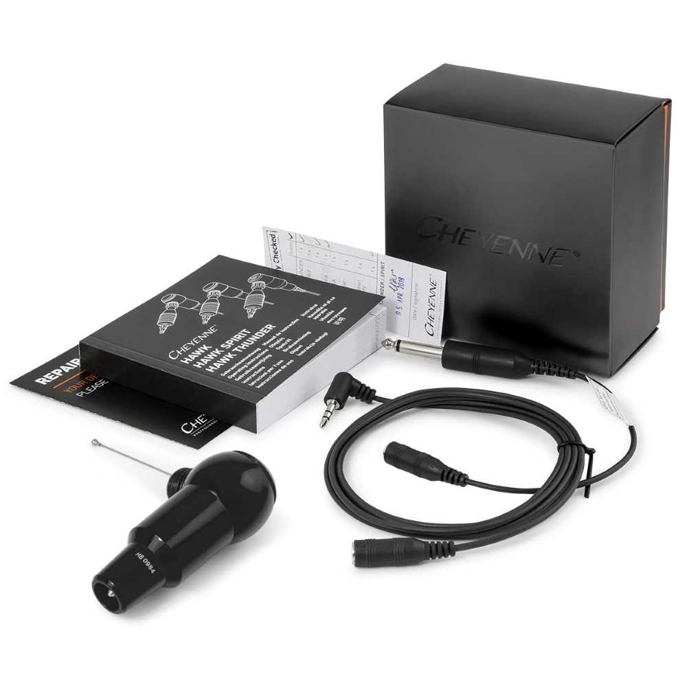 Cheyenne Hawk Thunder Tattoo Machine - Motor and 25mm Grip - Black — Packaging and Accoutrements