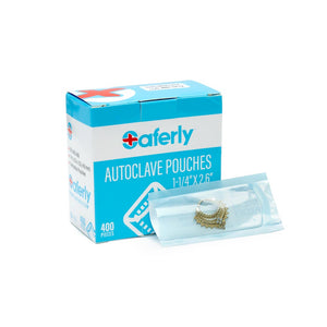 Saferly Sterilization Heat Seal Autoclave Pouches for Body Jewelry — 32mm x 65mm — Box of 400 - Painful Pleasures