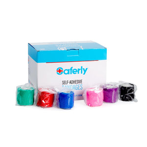 Saferly 2” Medical Cohesive Wrap — Assorted Colors — Case of 36 - Painful Pleasures