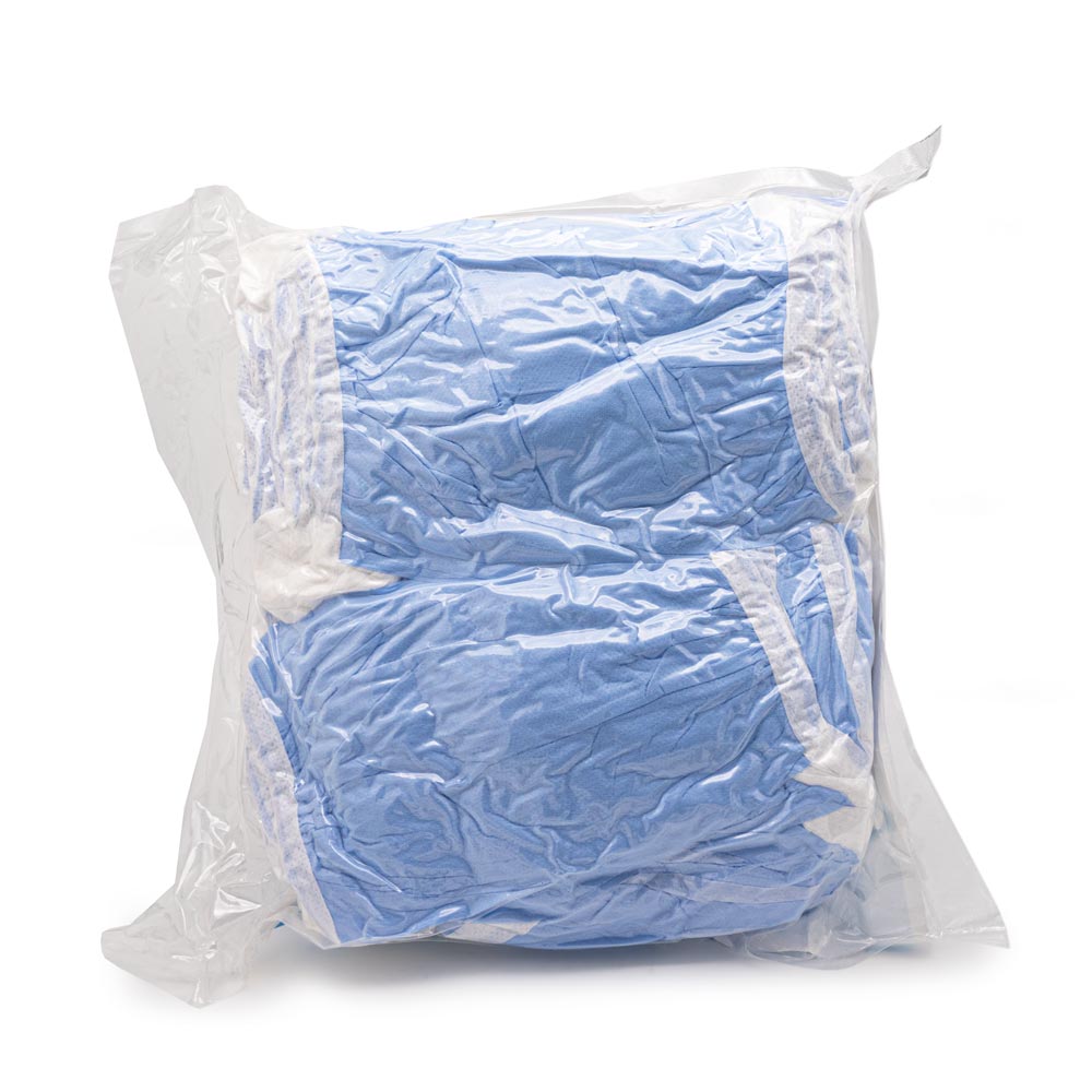 Pack of 100 Phoenix Level 4 Blue Disposable BVT Face Masks with a few masks displayed in front