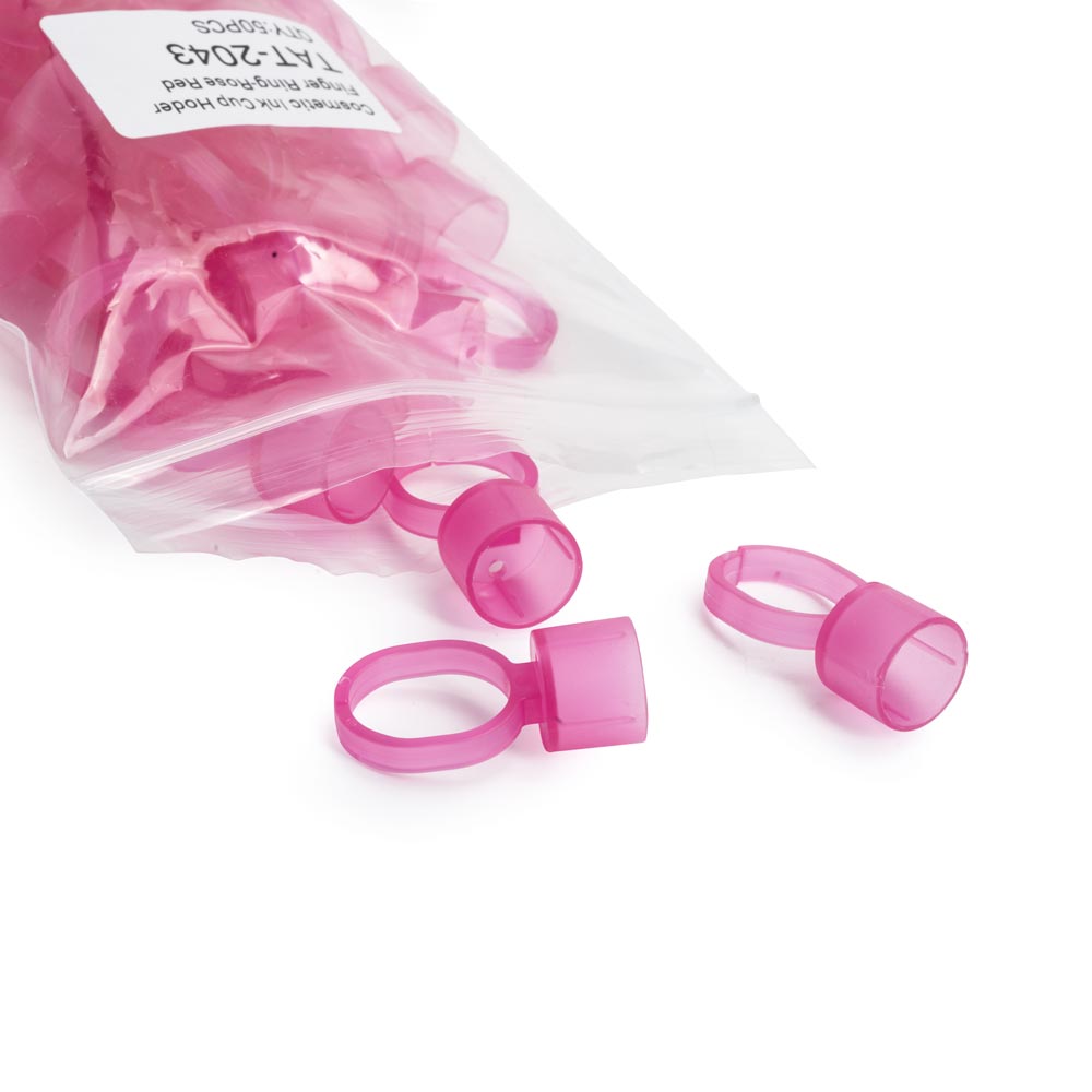 Cosmetic Ink Cup Holder Finger Ring — Pink — Bag of 50 - Painful Pleasures