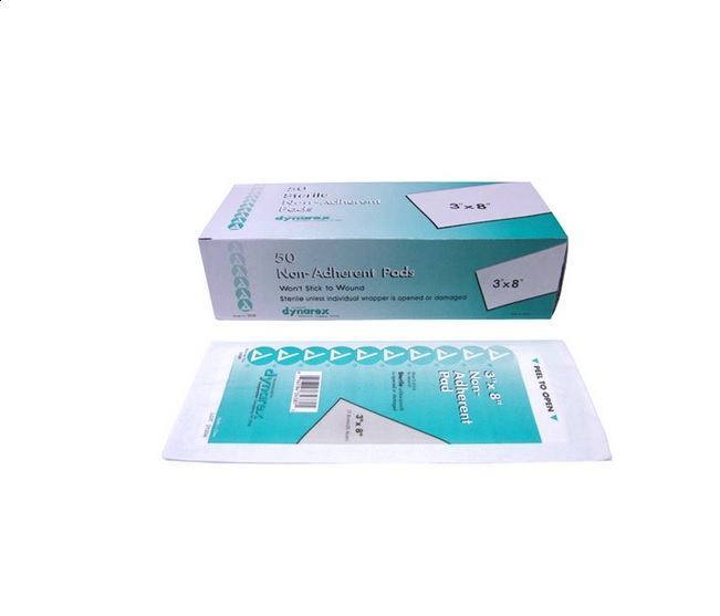 Dynarex Box of 50 Non-Adherent Sterile Pads — 3” x 8” Pads — Price Per 1