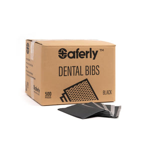 Saferly Medical Black Dental Bibs — 13” x 18” — Case of 500 - Painful Pleasures