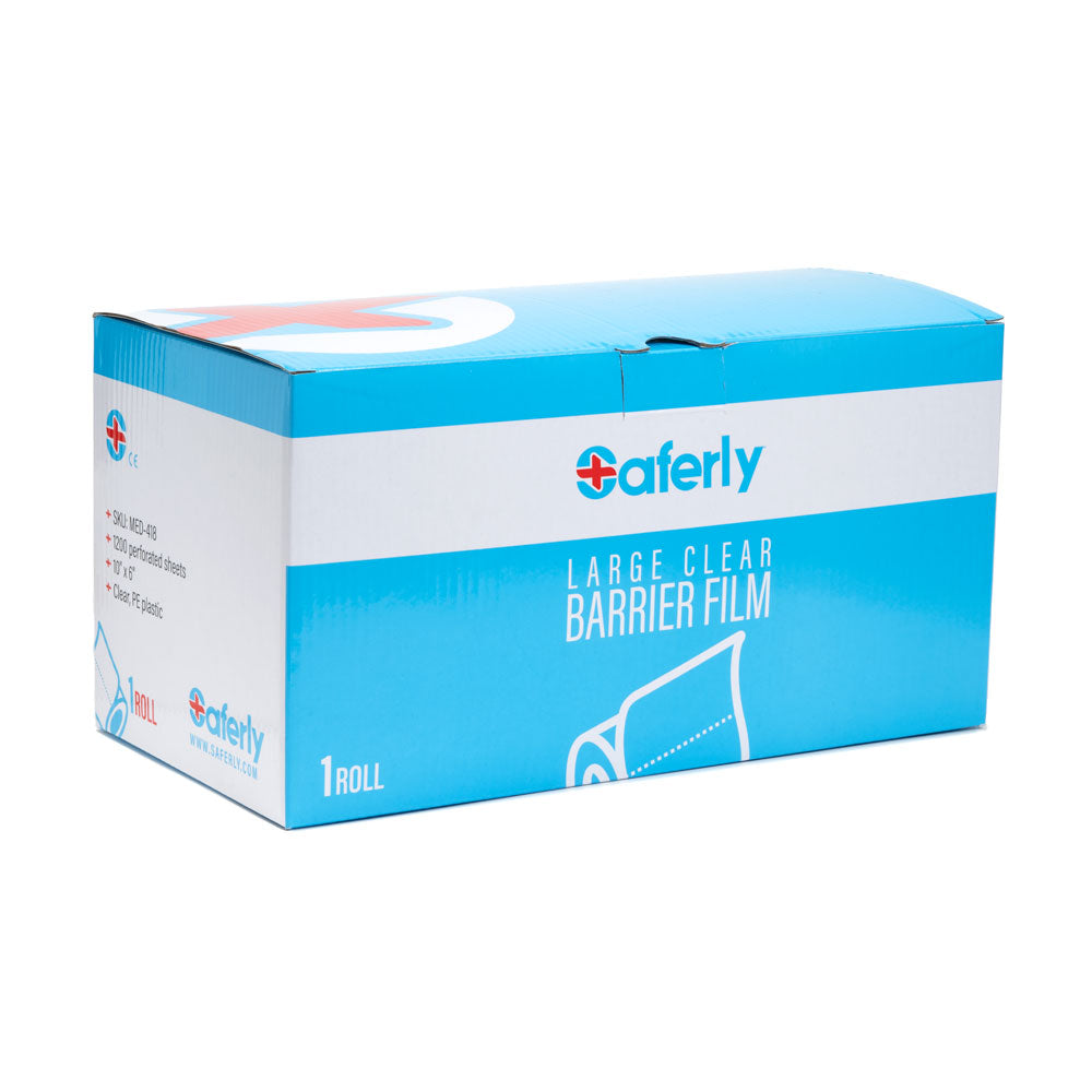 Saferly Clear Travel-Sized Barrier Film in Dispenser Box — 4” x 6” — Price Per Roll