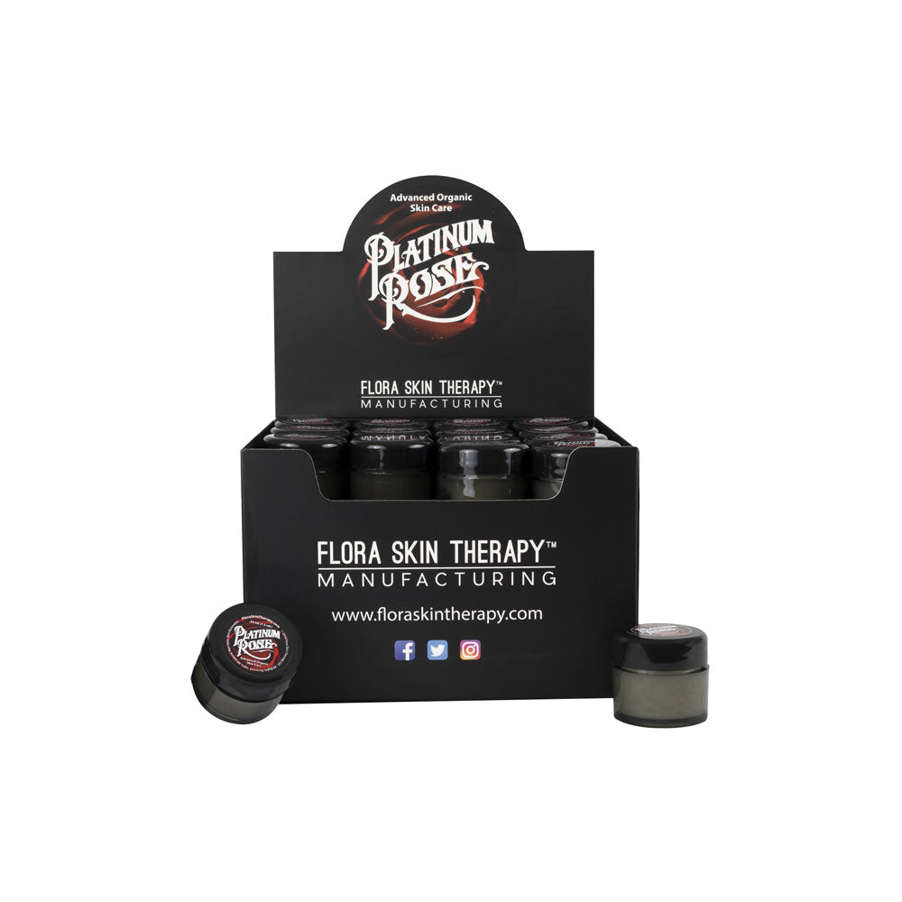 Counter display case of 48 0.25oz Platinum Rose tattoo aftercare jars (full view)
