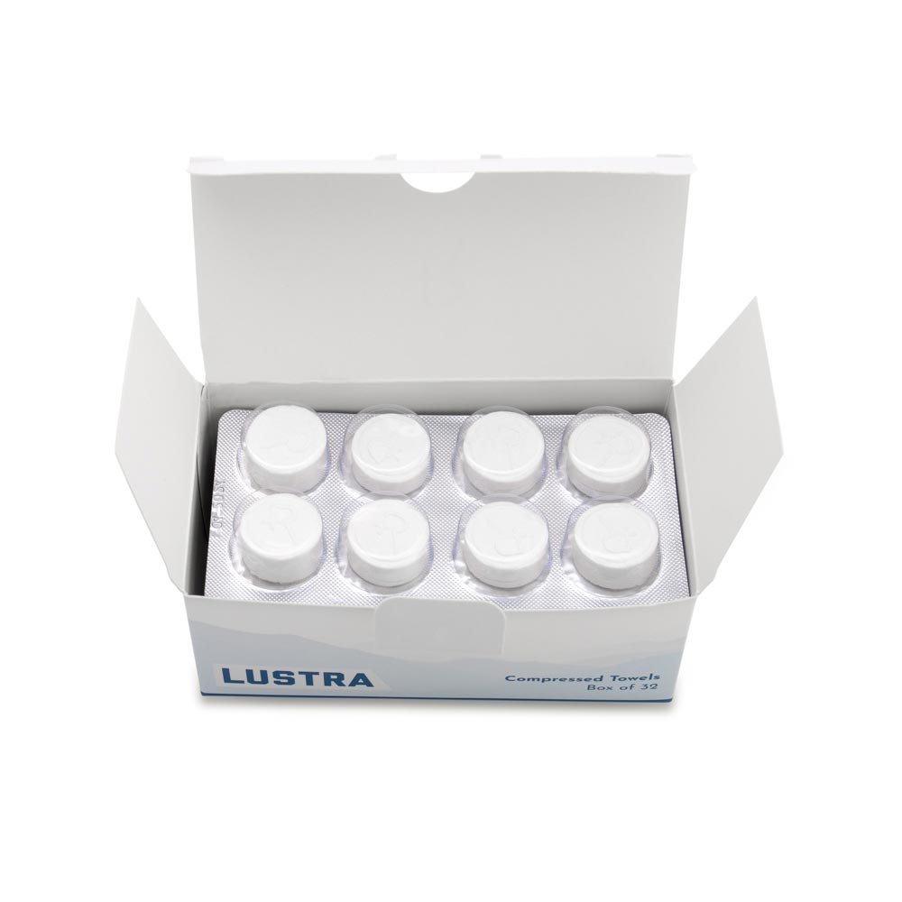 Recovery Lustra Compressed Towels — Box of 32 (blisterpack 2)