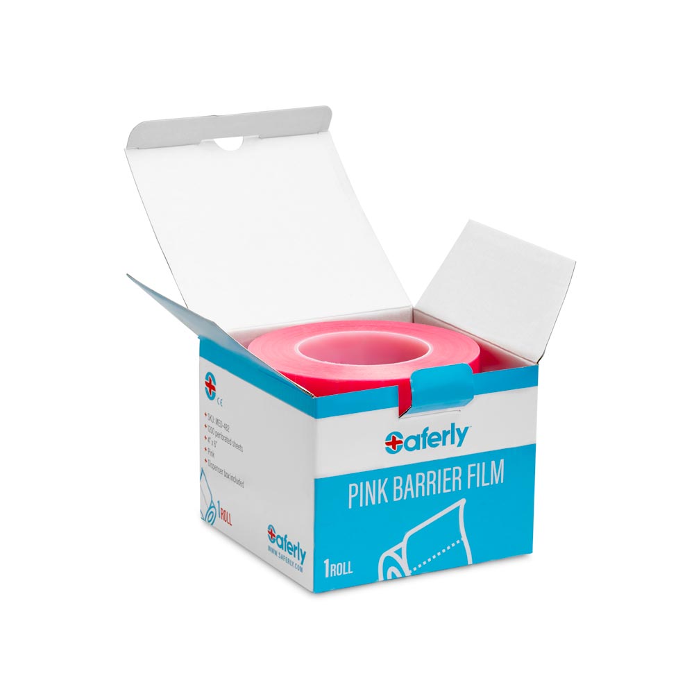 Saferly Medical Barrier Film in Dispenser Box 4” x 6” — Price Per Roll — Pick Color