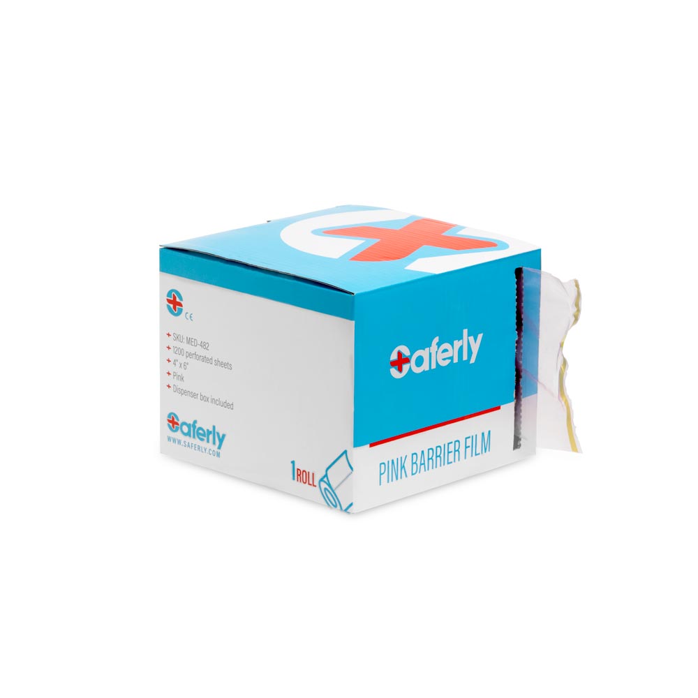 Saferly Medical Barrier Film in Dispenser Box 4” x 6” — Price Per Roll — Pick Color