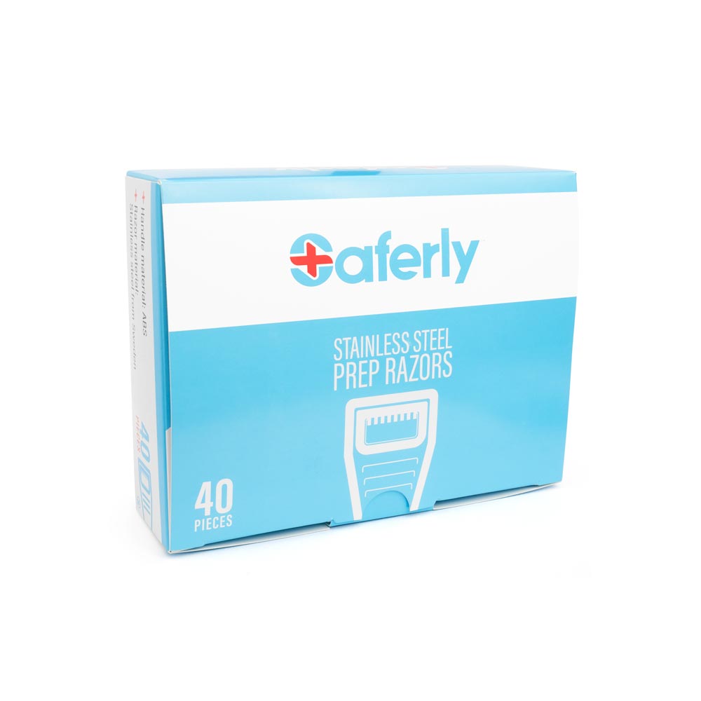Saferly Stainless Steel Disposable Skin Prep Razors — Box of 40
