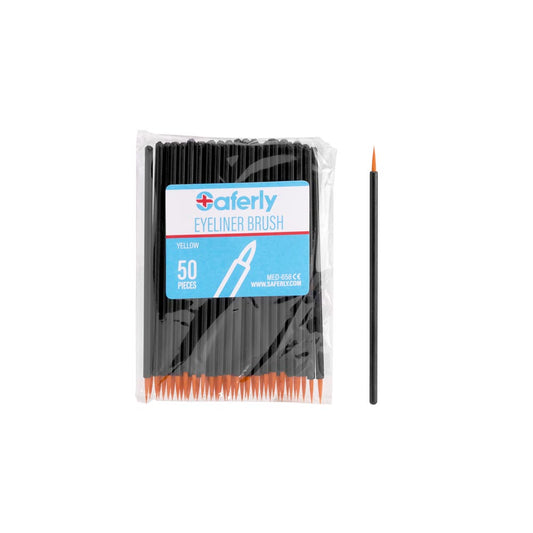 Saferly Disposable Eyeliner/Detail Brushes  — Pack of 50 — Pick Brush