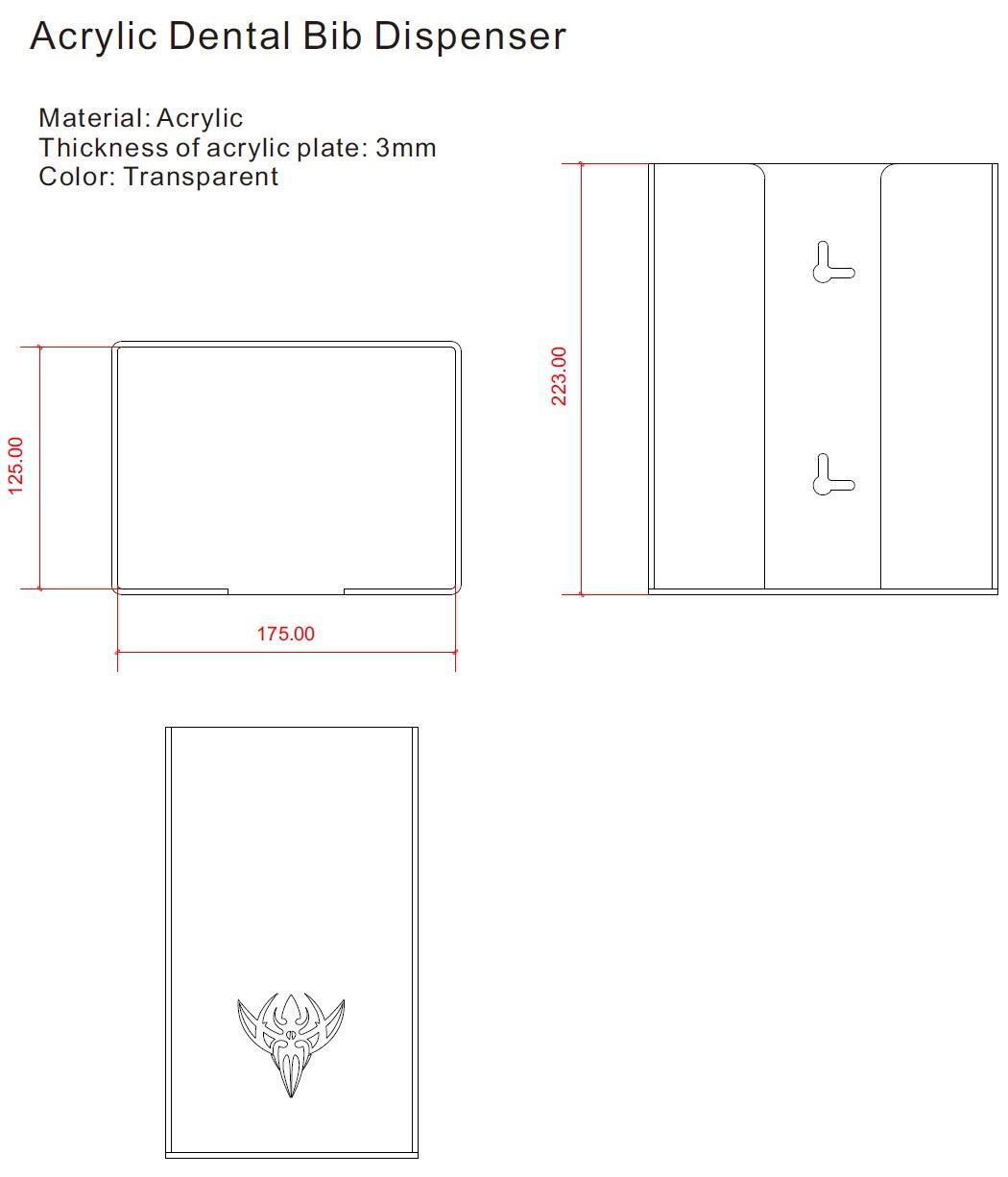 Dimensions of Dental Bib Dispenser