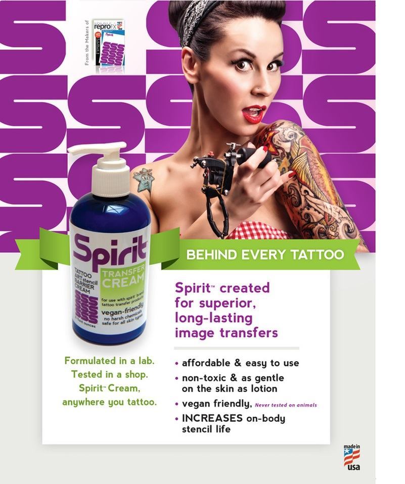 Spirit Stencil Transfer Cream for Tattoo Stencil – 2oz. Bottle Ad