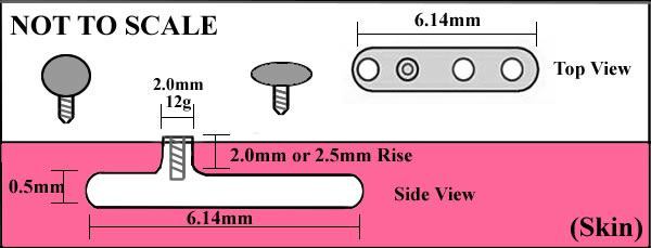 12g Dermal Anchor Works With Any 1.2mm Internal Top for 12g or 14g Internally-Threaded Jewelry