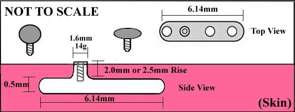 Tilum 14g Titanium Dermal Anchor with 3-Hole Base - Price Per 1
