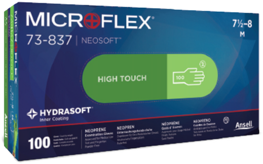 MicroFlex Green Disposable Neoprene Gloves — Box of 100
