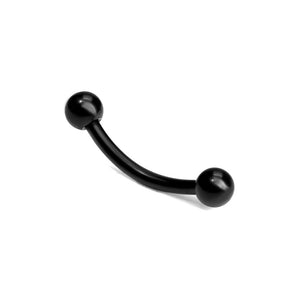 16g Externally Threaded PVD Black Titanium Bent Barbell w/ Balls — Price Per 1 - Painful Pleasures