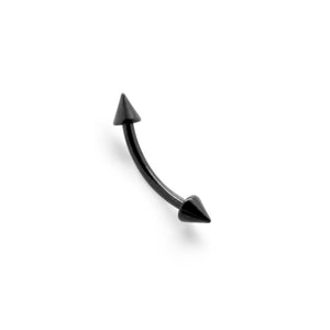 16g Externally Threaded PVD Black Titanium Bent Barbell w/ Cones — Price Per 1 - Painful Pleasures