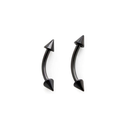 16g Externally Threaded PVD Black Titanium Bent Barbell w/ Cones — Price Per 1 - Painful Pleasures