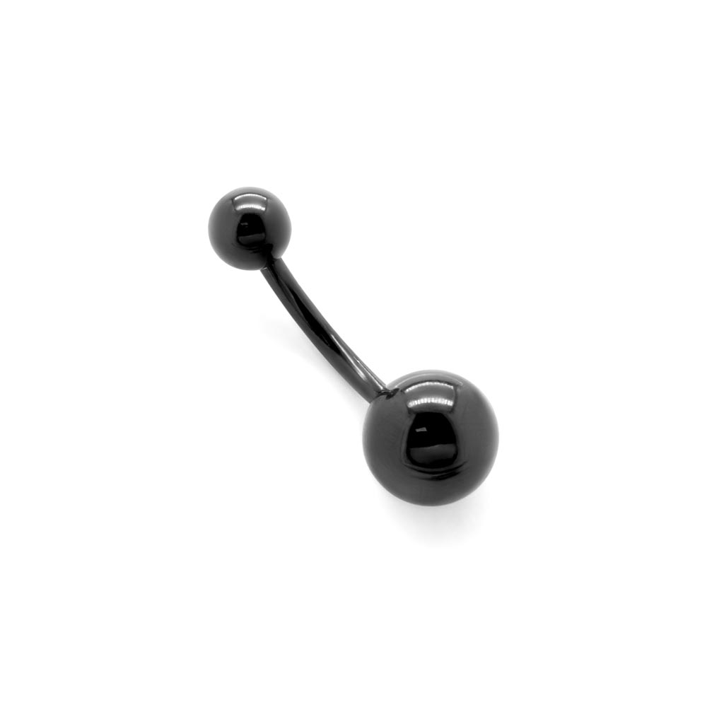 14g Externally Threaded PVD Black Titanium Navel Barbell — Price Per 1