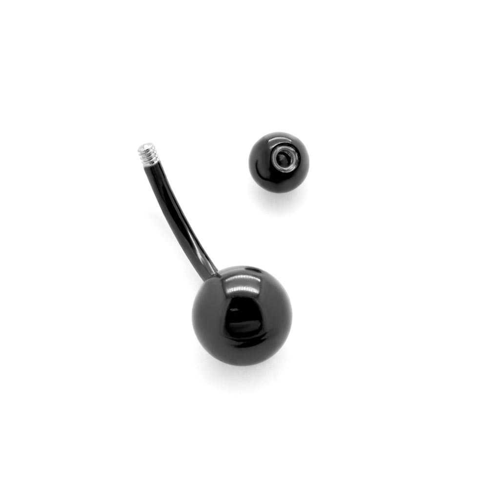 14g Externally Threaded PVD Black Titanium Navel Barbell — Price Per 1