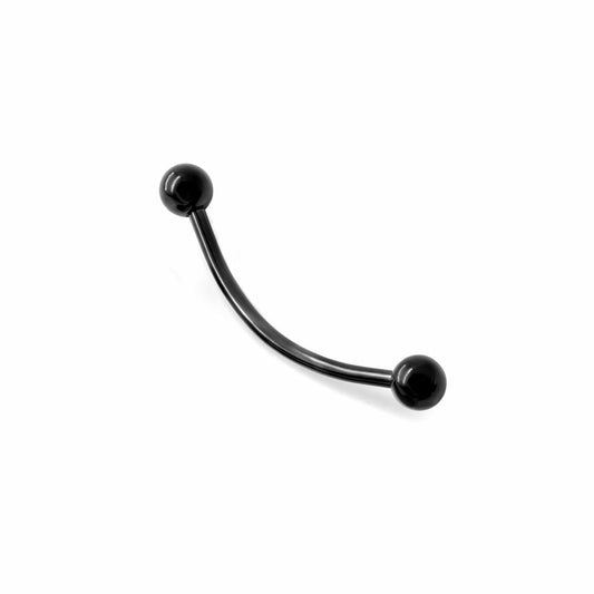 14g Externally Threaded PVD Black Titanium Bent Barbell w/ Balls — Price Per 1