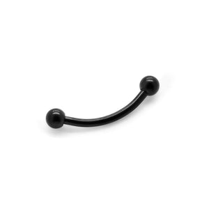 18g Externally Threaded PVD Black Titanium Bent Barbell w/ Balls — Price Per 1 - Painful Pleasures