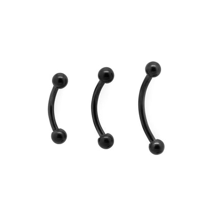 18g Externally Threaded PVD Black Titanium Bent Barbell w/ Balls — Price Per 1 - Painful Pleasures