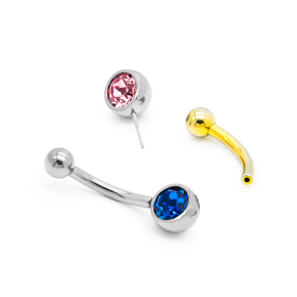 16g Titanium Threadless Bent Barbell with 3mm Fixed Ball — Price Per 1