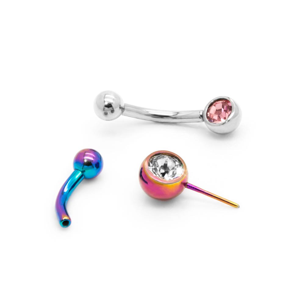 18g Titanium Threadless Bent Barbell with 2.5mm Fixed Ball — Price Per 1