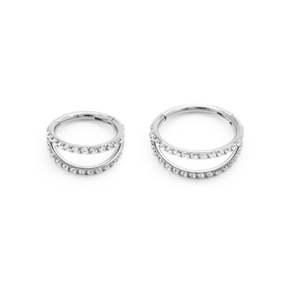 Tilum 16g Titanium Faux Jeweled Double Hoop Clicker Ring - Price Per 1