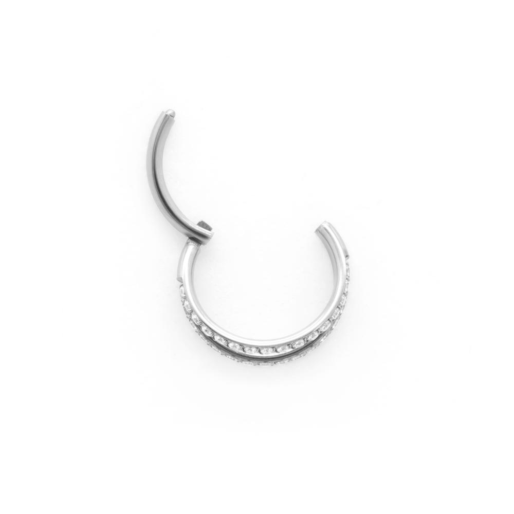 Tilum 16g Titanium Faux Jeweled Double Hoop Clicker Ring - Price Per 1
